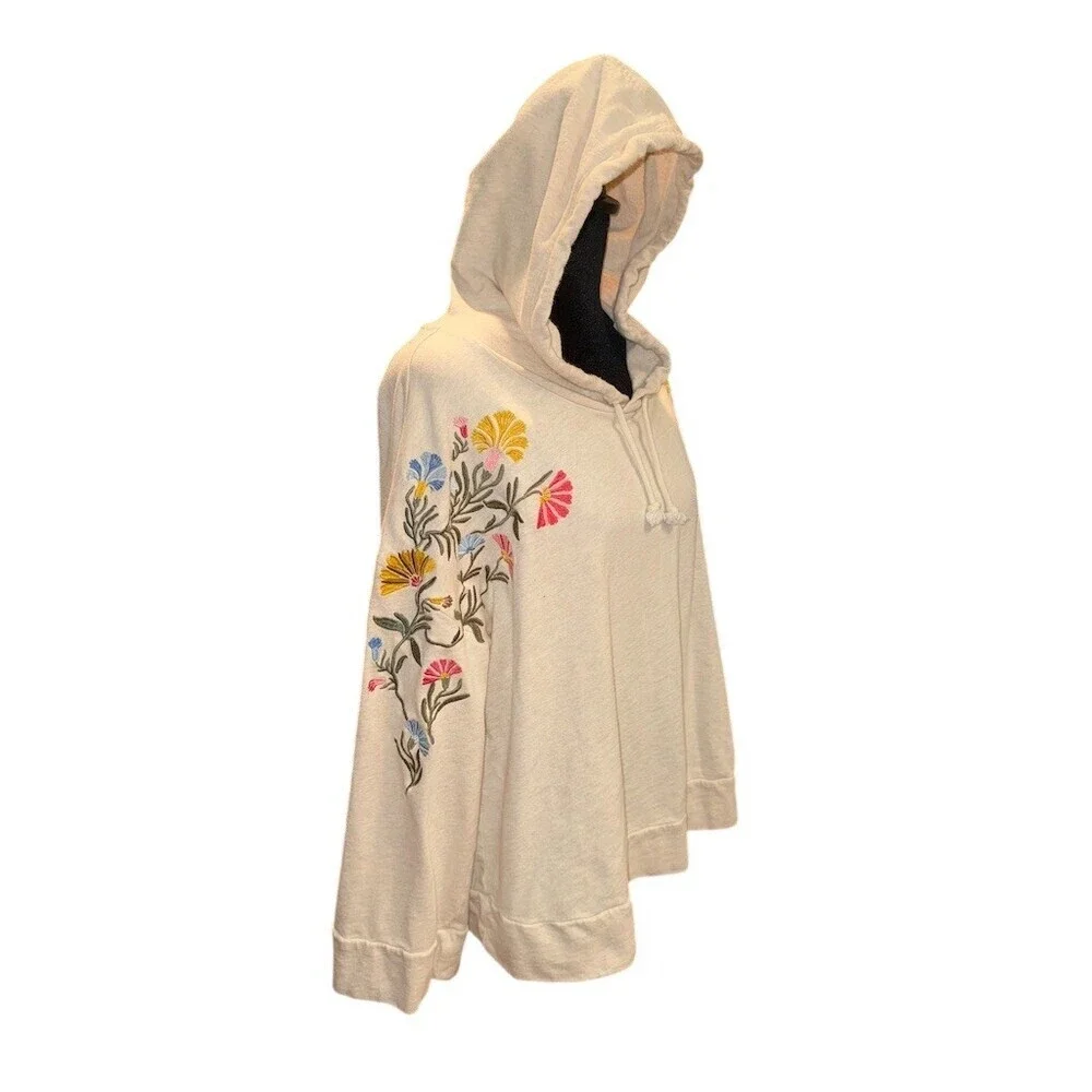 Style & Co Hoodie Sweatshirt Womens Large Ivory Floral